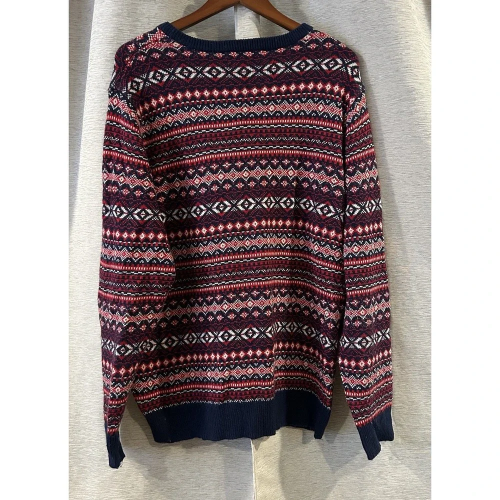 Vineyard Vines Fair‎ Isle Red White Blue Wool Alpaca Blend Crewneck Large